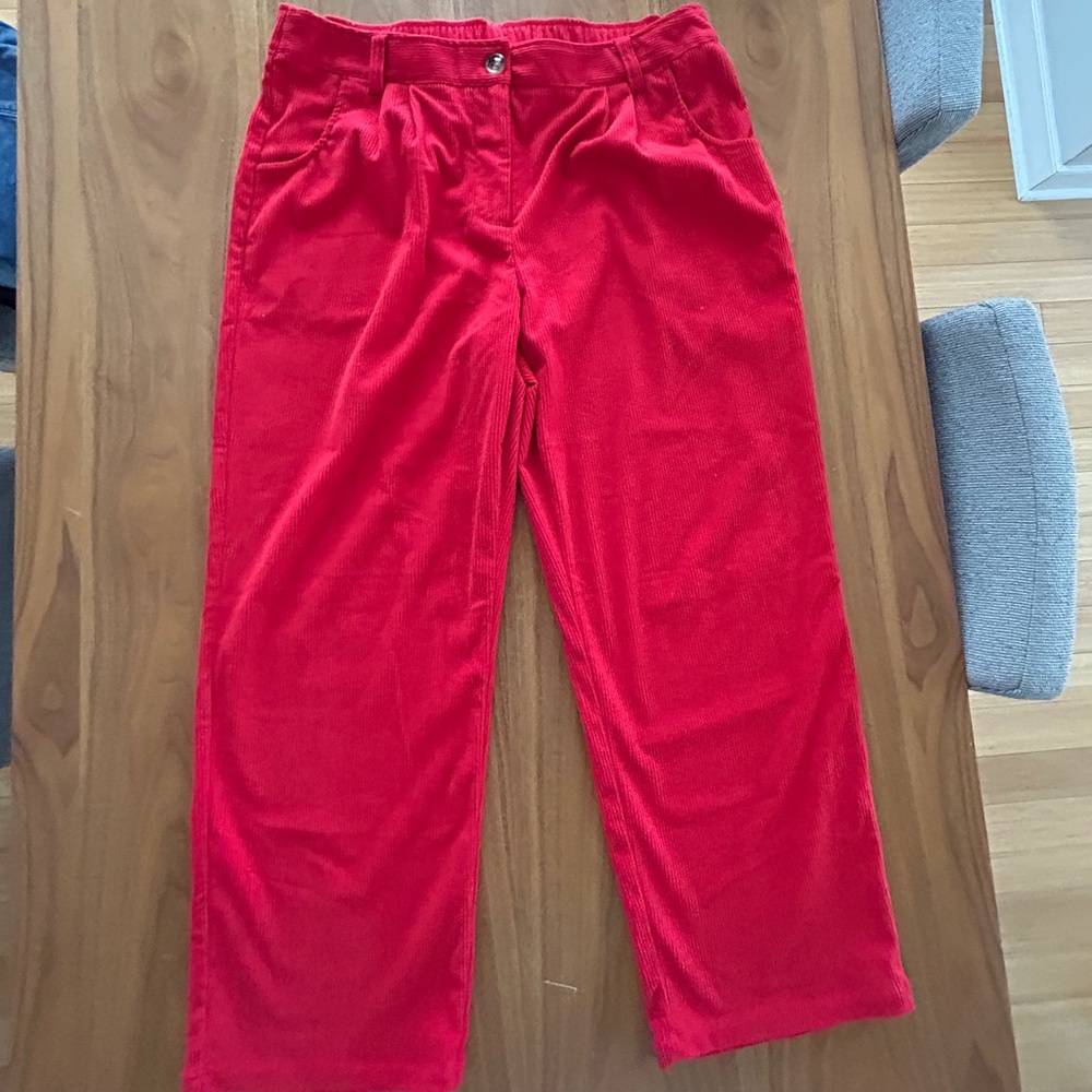HALARA Red Corduroy-Textured Pants, comfy elastic waist!!
